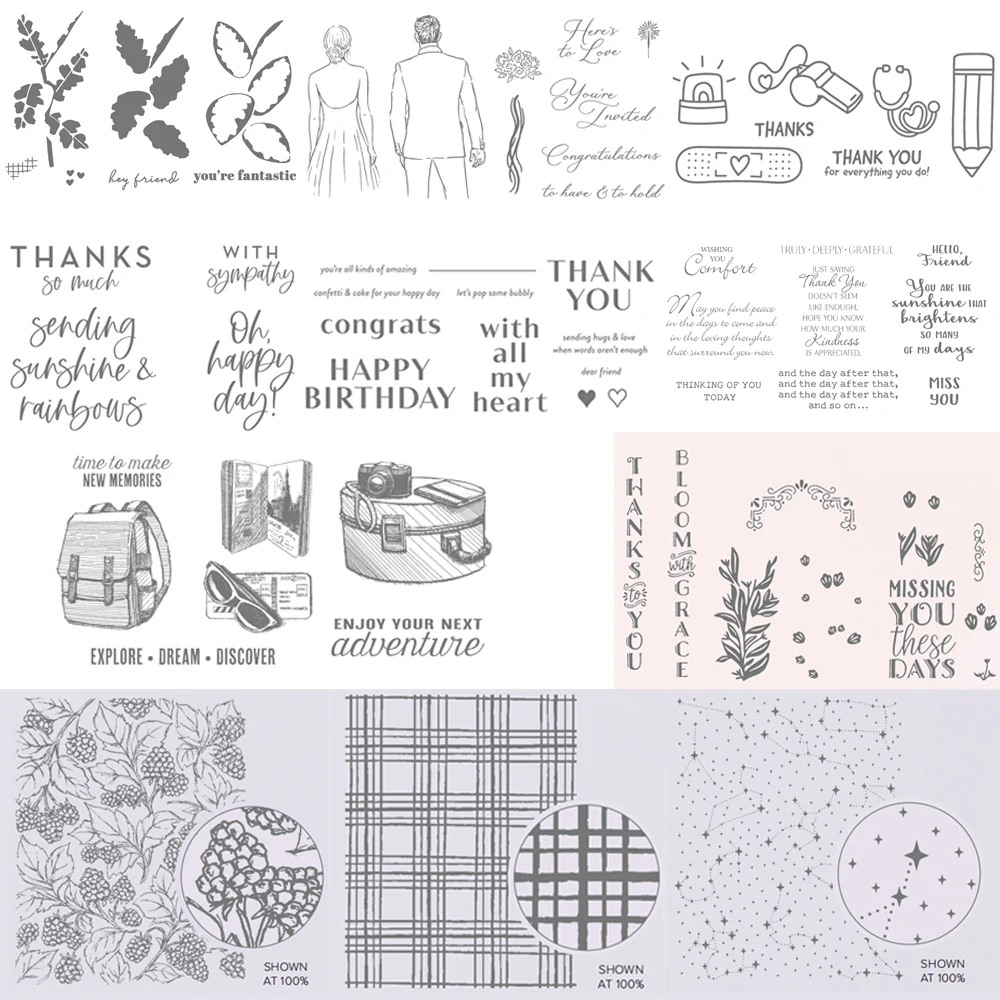 

Thank You Happy Words Silicone Clear Stamps Plaid StarrySky Abundant Berry Stamp For DIY Scrapbooking Card Making Craft New 2023