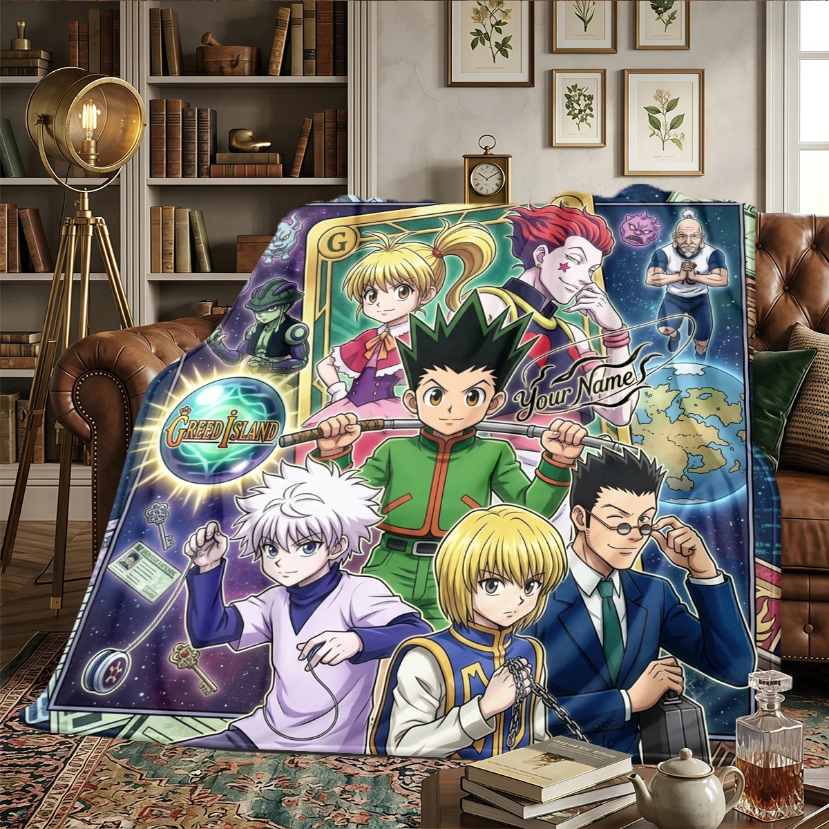 Фланелевое одеяло с принтом Hunter x Hunter - теплое и удобное, подходит для спальни, дивана, кровати, кресла, пикника, путешествий - HE43 (art.: 3920daf02478b) - 3920daf02478b