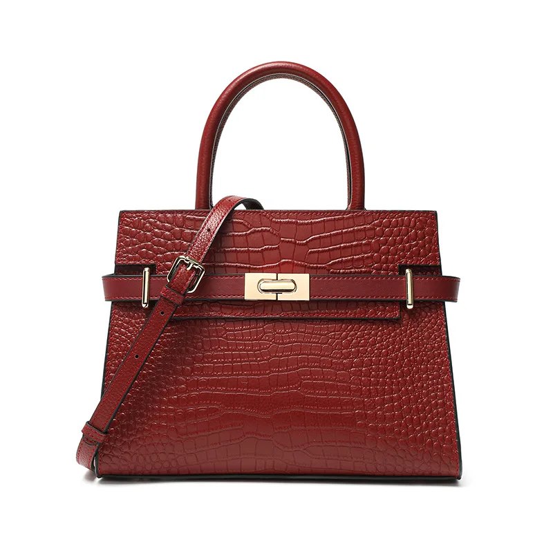 Crocodile Pattern Tote Bags for Women Fashion Luxury Design Handbags Shoulder Crossbody Bag Cowhide Leather Office Ladies Bag