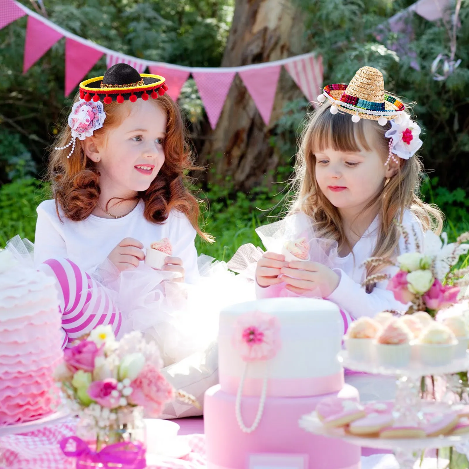 

Набор из 4 повязок на голову Sombrero, мини головные уборы Sombrero, детский праздник, сувениры для вечевечерние, пять De Ma-yo, аксессуары для костюмов, ...