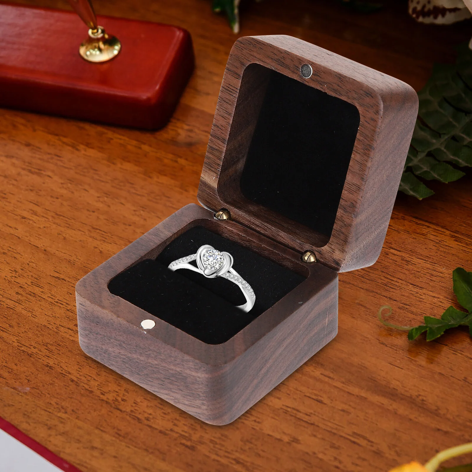 

Wooden Engagement Ring Box Simplicity Ring Box for Wedding Ceremony Travel