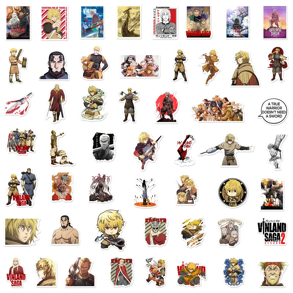1050 шт. Vinland Saga мультяшные наклейки крутые аниме наклейки приключения анимация украшения детские игрушки ноутбук гитара велосипед граффити (art.: 3920ce1413629) - 3920ce1413629