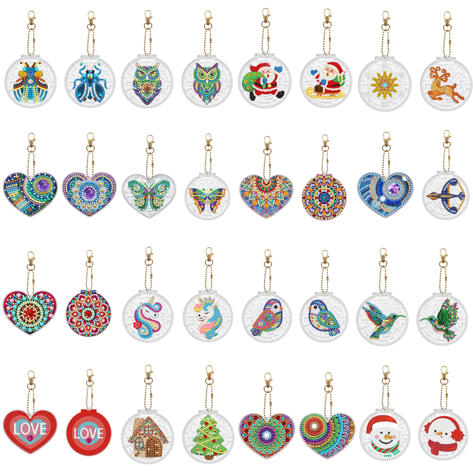 

Брелок для ключей с лабиринтом, Алмазная мозаика в виде сердца с животными, набор для рождественских украшений, игрушки в подарок на праздни...