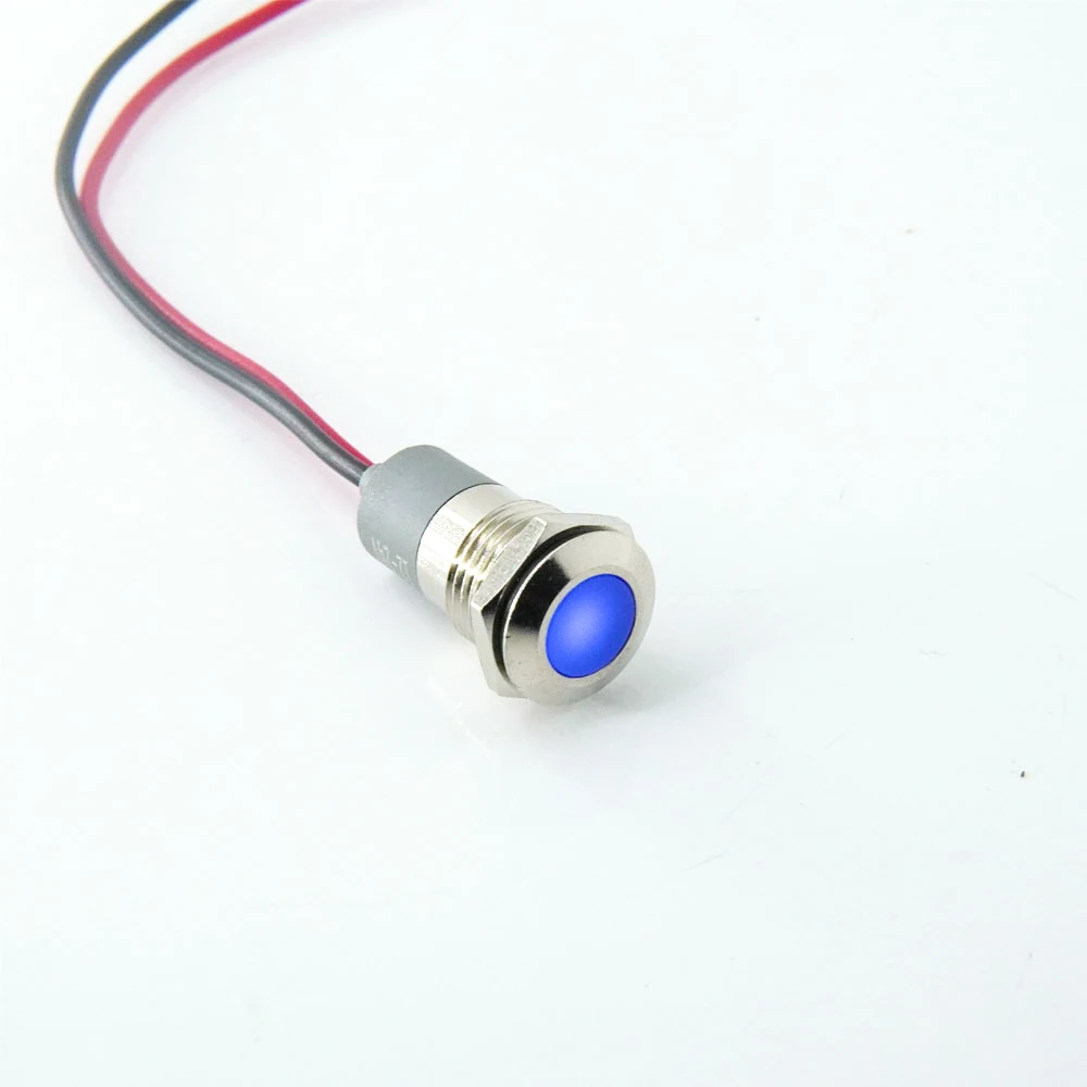 5 шт., 6/8/10/12 мм, стандартная Водонепроницаемая сигнальная лампа 3 в, 6 в, 12 В, 24 В, 220 В с проводом, красный, желтый, синий, зеленый, белый