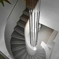black stair chandelier modern design duplex building hall corridor stair lighting nordic new personality long led chandelier
