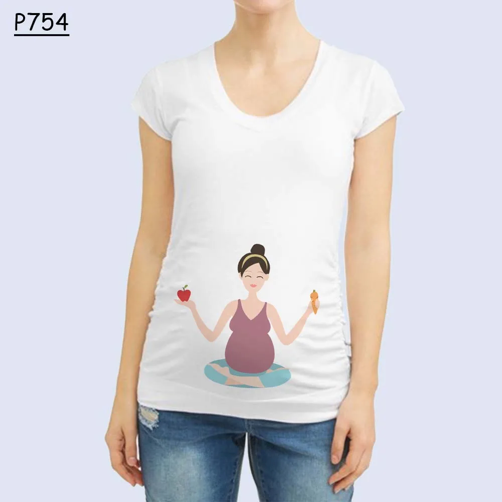 Простая мультяшная Одежда для беременных летняя белая одежда с коротким рукавом