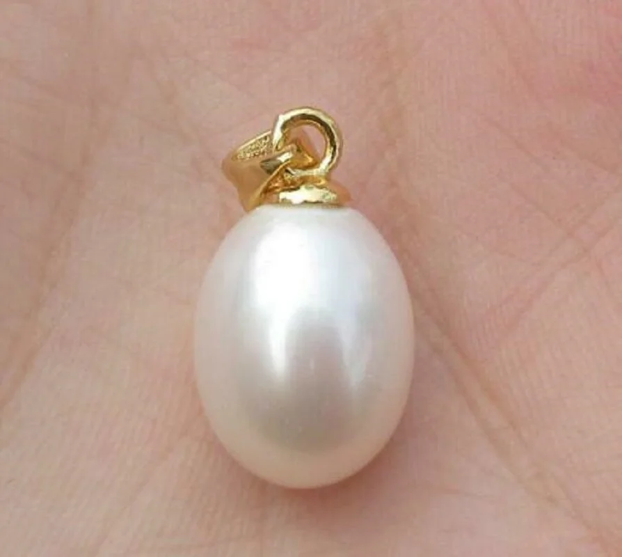 

Gorgeous AAAAA 10-13mm South China Sea White Pearl Pendant 14k Gold