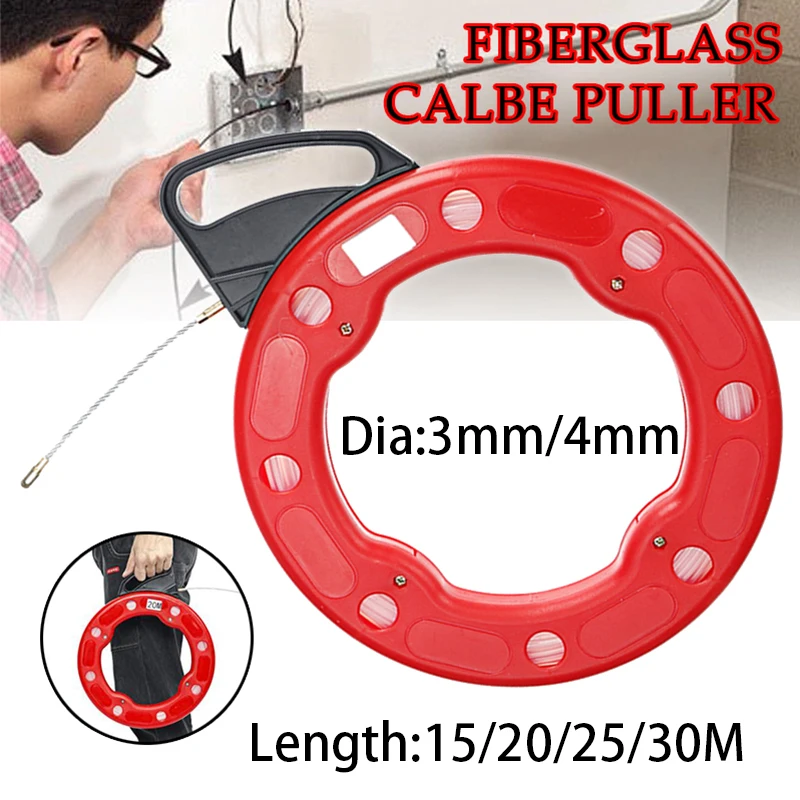 15/20/25/30M Fiberglass Fish Tape Reel Puller Conduit Ducting Rodder Pulling Wire Cable | Обустройство дома