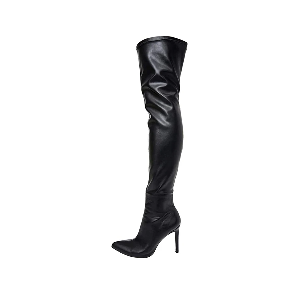 

2023 Women's Stretch Over Knee High Boots Stiletto High Heel Thigh High Boot Pointed Toe Long Booties Rainbow Shoes