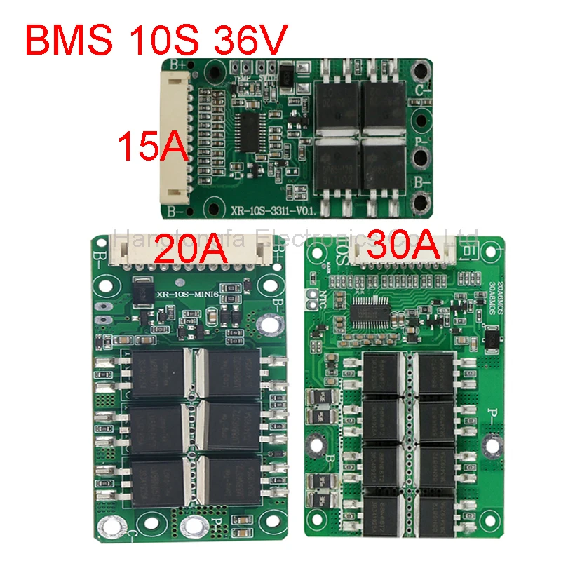 10S BMS 15A 20A 30A 36V PCM PCB 3 7V литиевый аккумулятор 18650 зарядная плата баланс общий порт