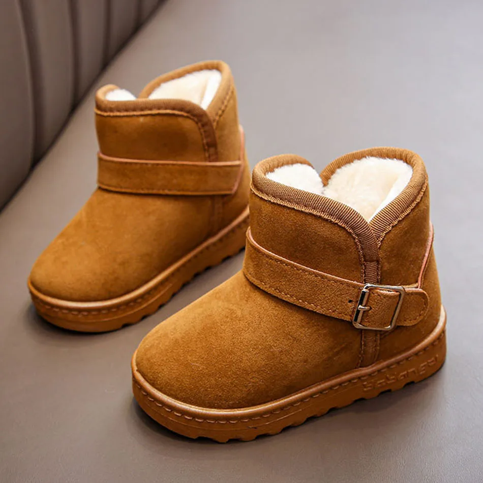 

Ботинки на флисе для мальчиков и девочек, теплые удобные зимние сапоги с мягкой резиновой подошвой, Нескользящие, на флисе, черные розовые