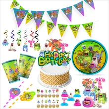 Game My Singing Monsters Birthday Party Decorations Kids Favor Gift Paper Cups Plates Baby Shower Disposable Tableware Supplies