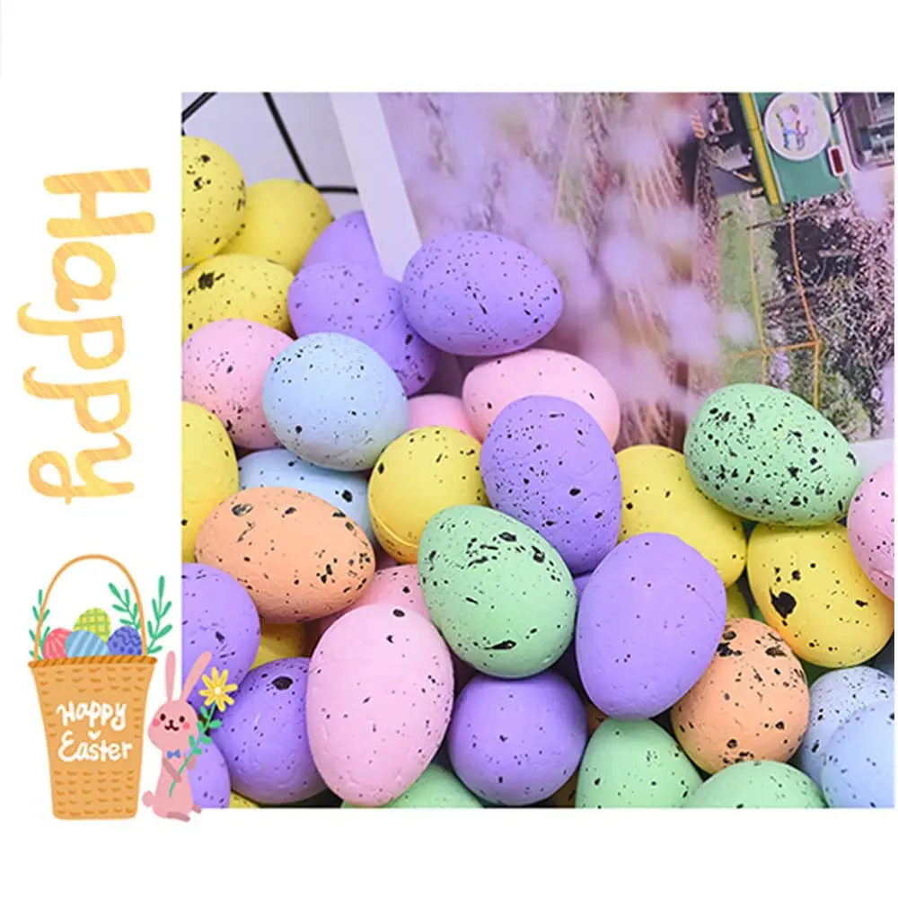

100pcs Easter Eggs Decorator Kit Egg Painting Kit Easter Egg Coloring Kits DIY Speckled Foam Eggs Easter Party Eggs Decor
