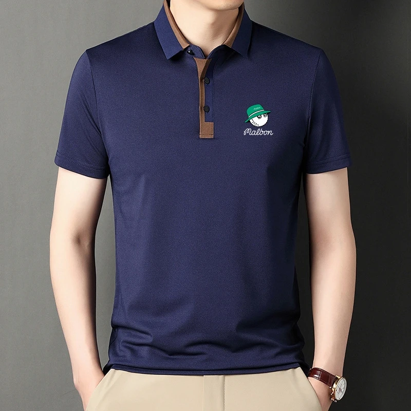 

Summer New Men's Short Sleeve Golf polo shirt Light Mature Style Waffle Loose Polo Short Sleeve Shirt Top