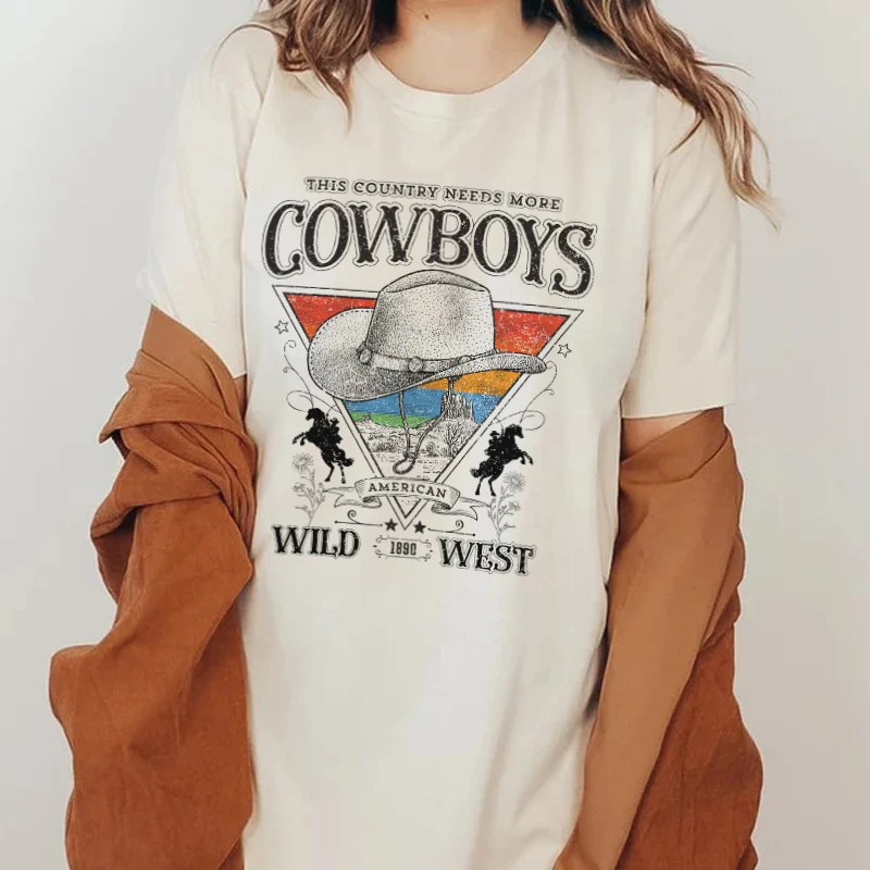 

Больше ковбоев, пустынный принт, забавная графическая футболка, Женские винтажные футболки оверсайз в западном стиле, Cowgirl Country Music футболки ...
