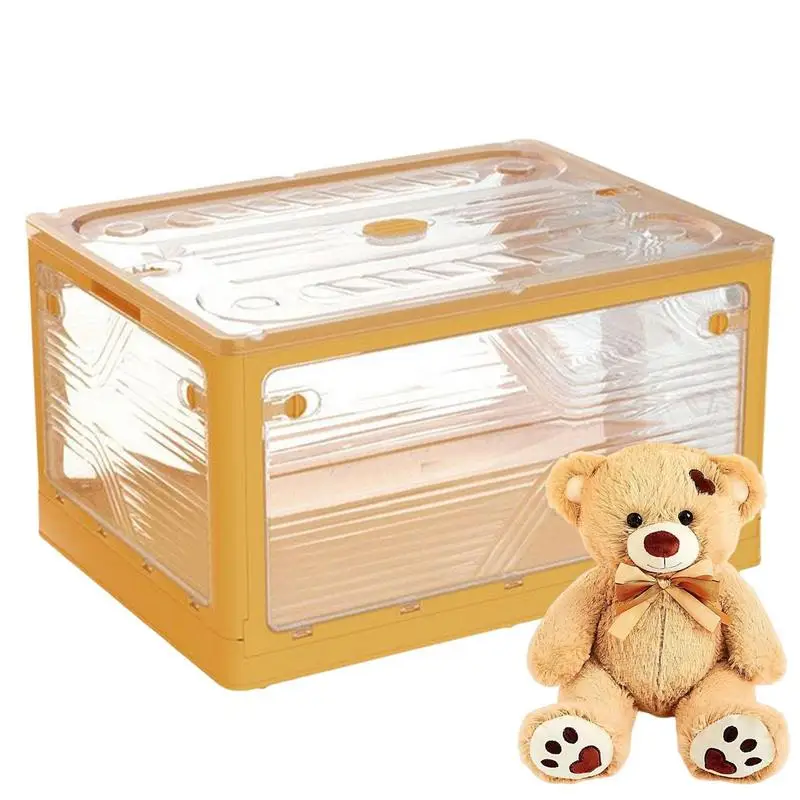 

Collapsible Storage Bins Folding Storage Box With Doors Stackable Organizer For Toys Snacks Books Shelves Closet