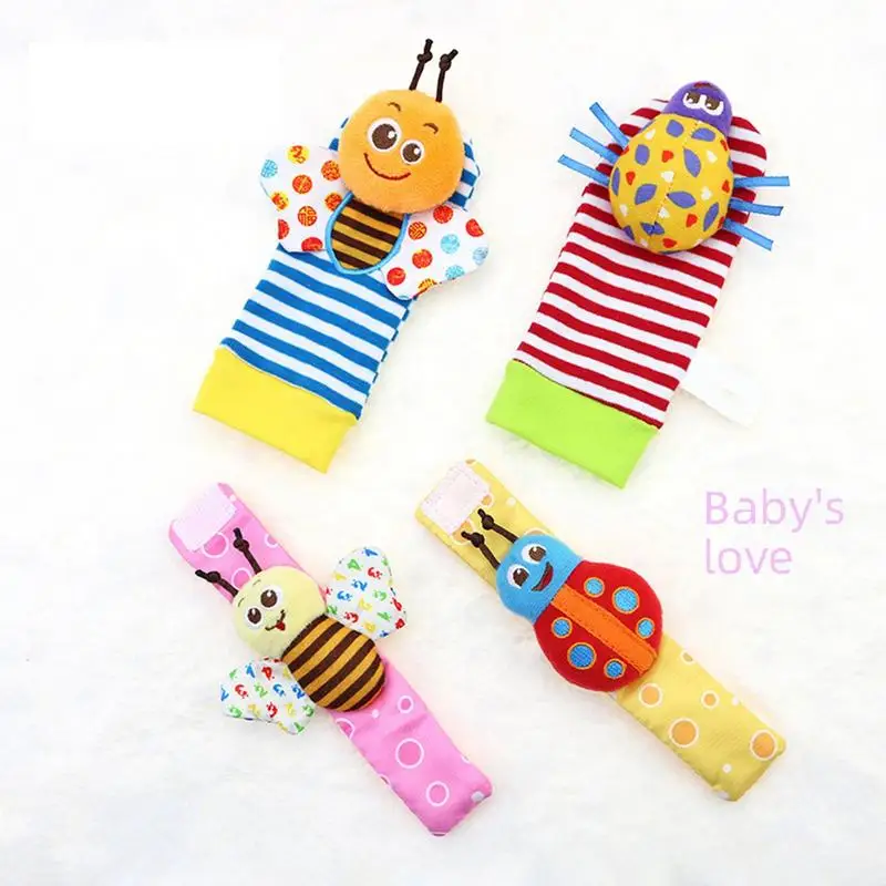 

2Pcs Soft Baby Rattle Wrist Rattle Foot Finder Socks Set Cotton Plush Stuffed Infant Toys Sound Rattle Babies Toys 0-6 Months