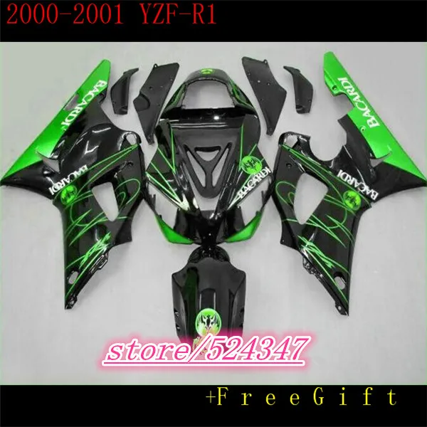 

Эй-настроить комплекты обтекателей для 2000 2001 YZF R1 00 01 YZFR1 Обтекатели Вторичный рынок YZF1000R Зеленые Черные части для Yamaha