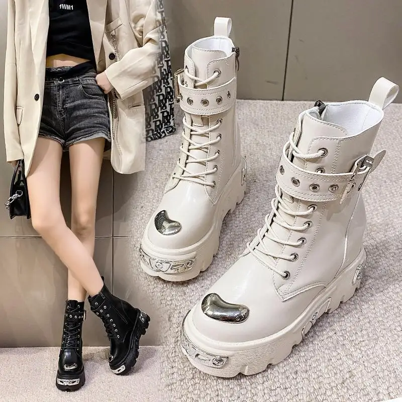 

Martin Boots Women's Spring And Autumn Ins Tide 201 New Style Increase Fashion French Retro Temperament British Style Explosion