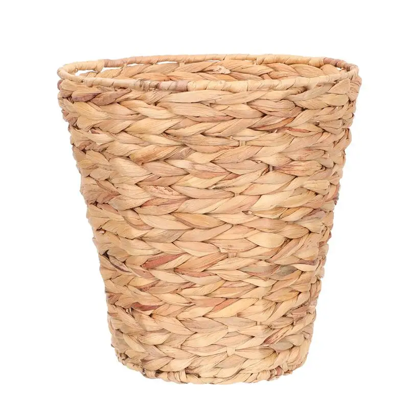 

1 Straw Woven Trash Can Waste Bin Garbage Storage Basket Bathroom Wicker Laundry Basket Straw Weaving Round Planter Basket