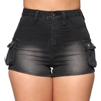 sexy slim stretch denim shorts women new casual hip raise multi pocket ladies shorts summer washed slim skinny high waist shorts