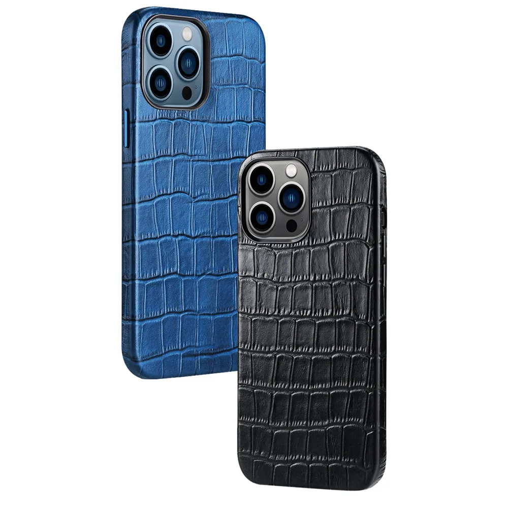

Case For Iphone13 Handmade Crocodile Genuine Leather Back Cover For Iphone 13 12 Pro Max Coque Full Body Protection
