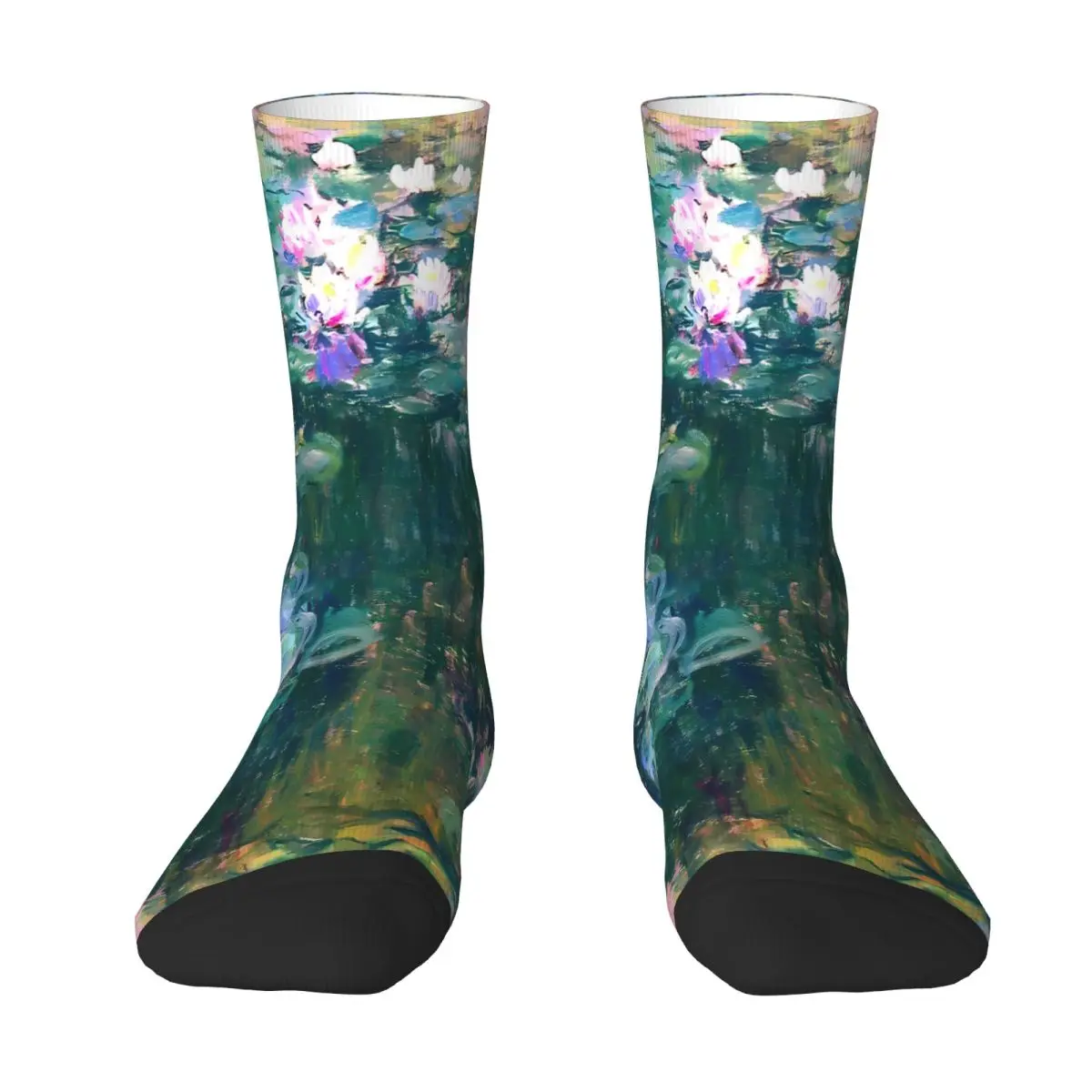 Зеленый Клод Моне водяные лилии лотос картина маслом носок с принтом мужской