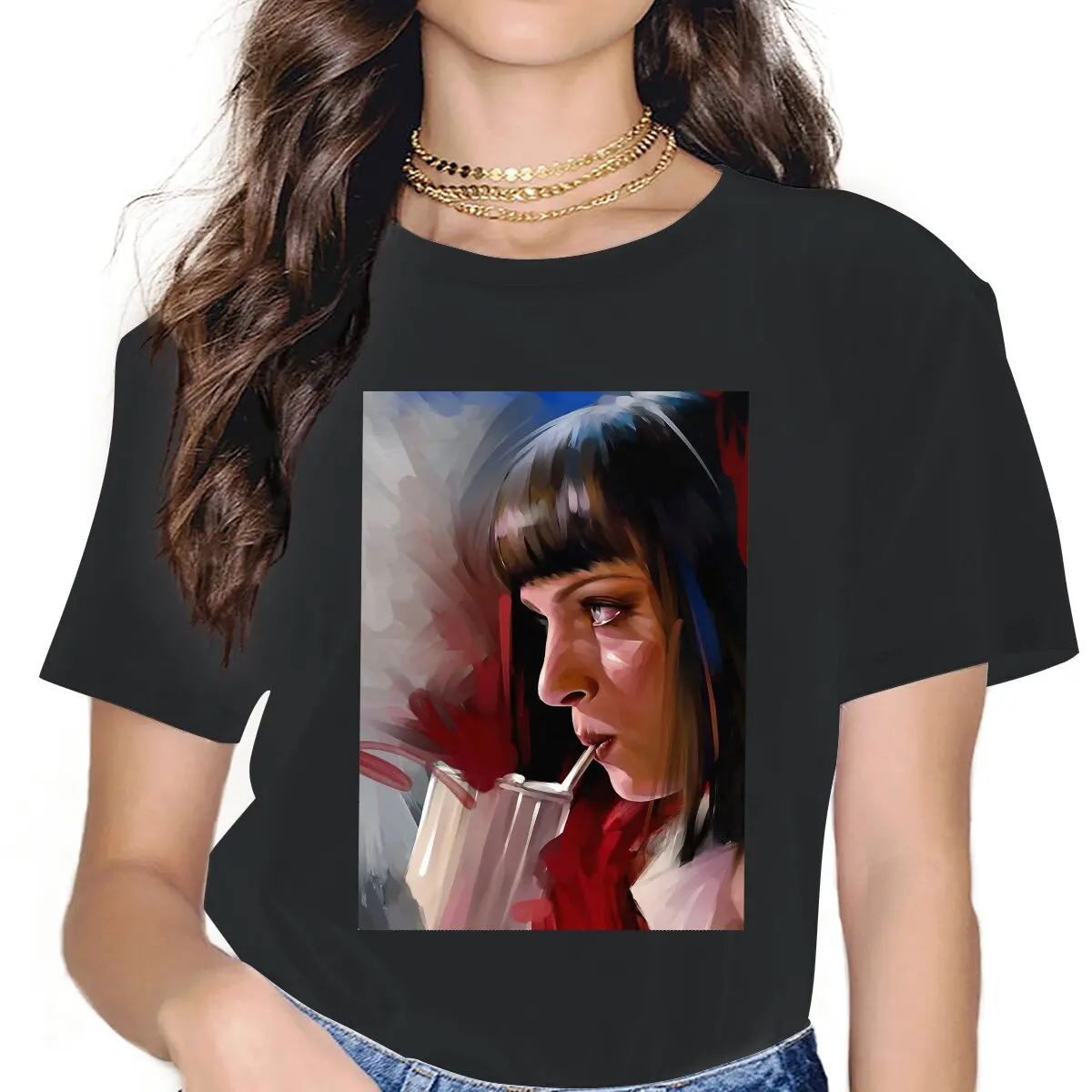 

Женская Классическая футболка Mia криминальной фантастики, черные комедийные топы из фильма, Забавные футболки с коротким рукавом и круглым вырезом, футболки
