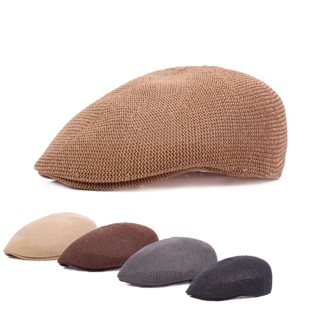 

Breathable Beret Ivy Cap Solid Color Cabbie Flat Caps New Summer Hats for Men Women