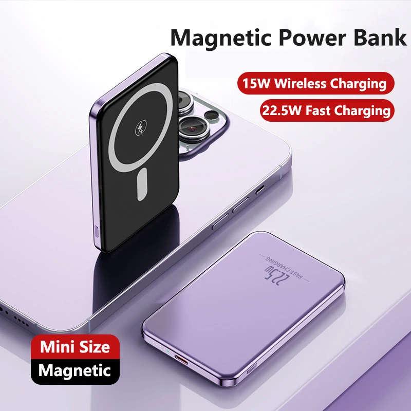 Магнитное беспроводное зарядное устройство 15 Вт Power Bank 10000 мАч PD20W Powerbank с быстрой