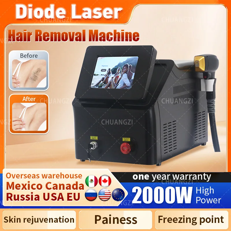 

2023 диодный лазер 2000 Вт 755 нм по заводской цене, длина волны 808 нм, температура замораживания перманентных волос, безболезненное удаление волос на лице