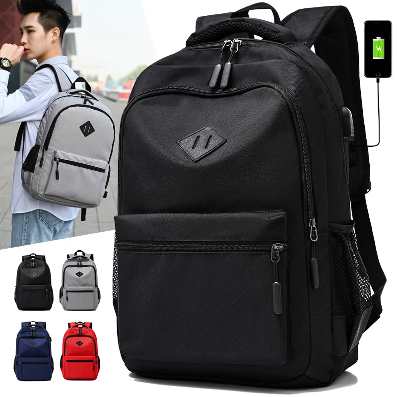 

Solid Color Backpack Fashion Men Women Backpacks High Capacity Schoolbags For Teenager Girls Boys Male Bags USB travel mochilas