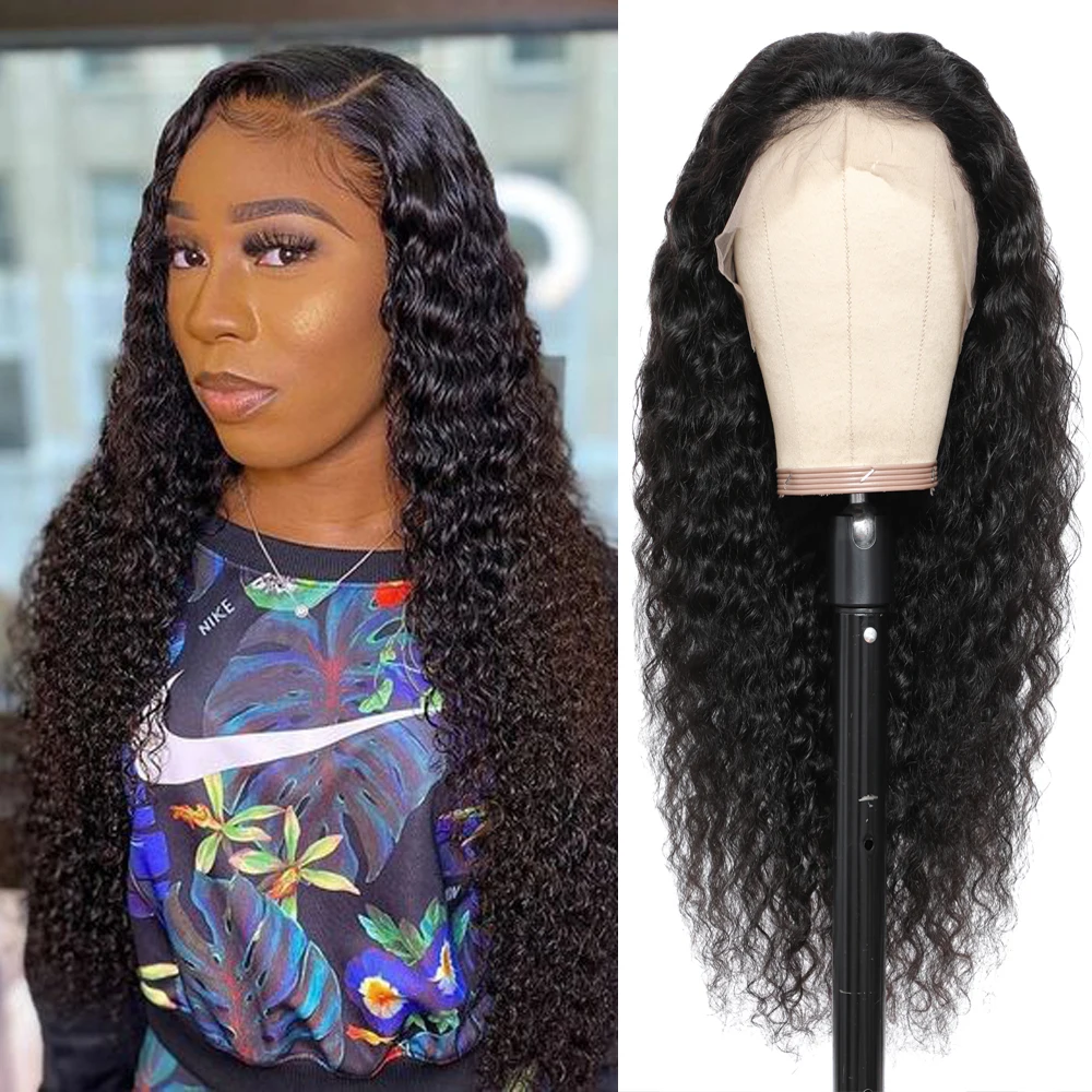 

Натуральные черные индийские человеческие волосы, 30 дюймов, глубокие кудрявые, 13x4 HD, прозрачные, на сетке, фронтальные парики, с глубокой волной, предварительно выщипанные для женщин