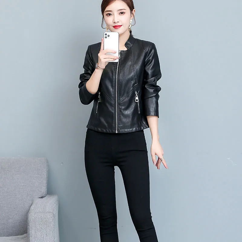 2023 Autumn Winter New Fashion Real Leather Slim Women's Coat High Quality Sheep Skin Temperament Short Women Leather Coat Y96
