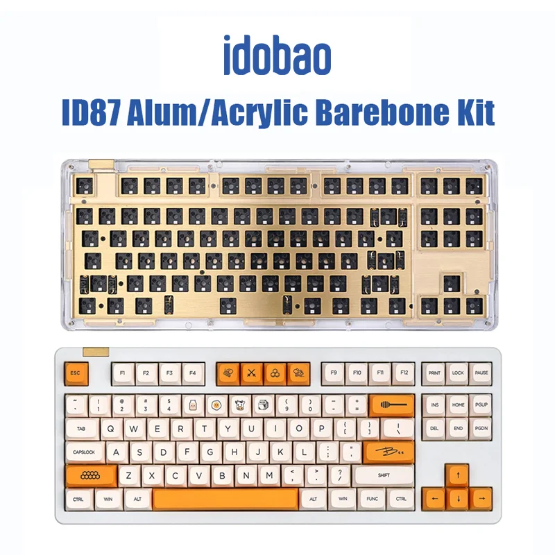 Idobao ID87 белый набор Barebone прозрачный механический набор для клавиатуры акриловый пользовательский набор для клавиатуры Горячая замена USB без ключа без переключателя
