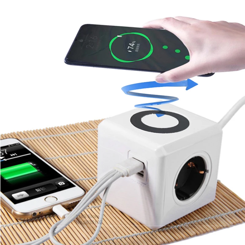 Sopend Power cube ЕС силовая полоса с 2 usb-портом типа C 15 Вт беспроводное зарядное