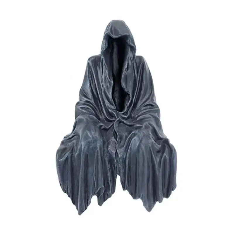 

Black Grim Reaper Statue Thrilling Robe Nightcrawler Resin Garden Figurine Ornament Horror Ghost Sculpture Desk Decoration