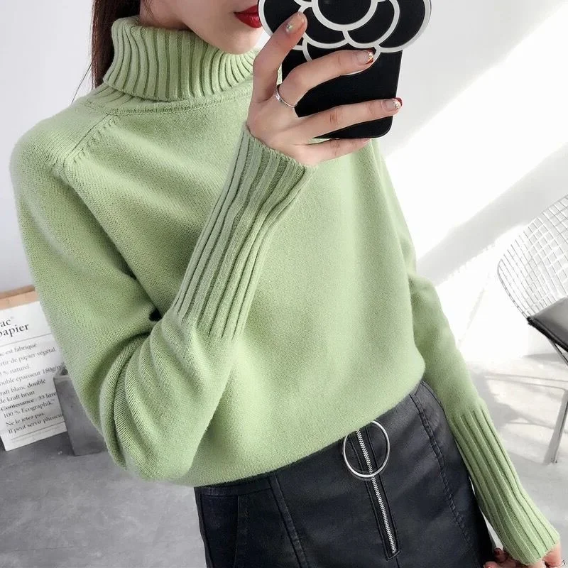 

2023 Turtleneck Sweater Women New Autumn Winter Cashmere Knitted Warm Women Sweater and Pullover Female Tricot Jumper Pull Femme