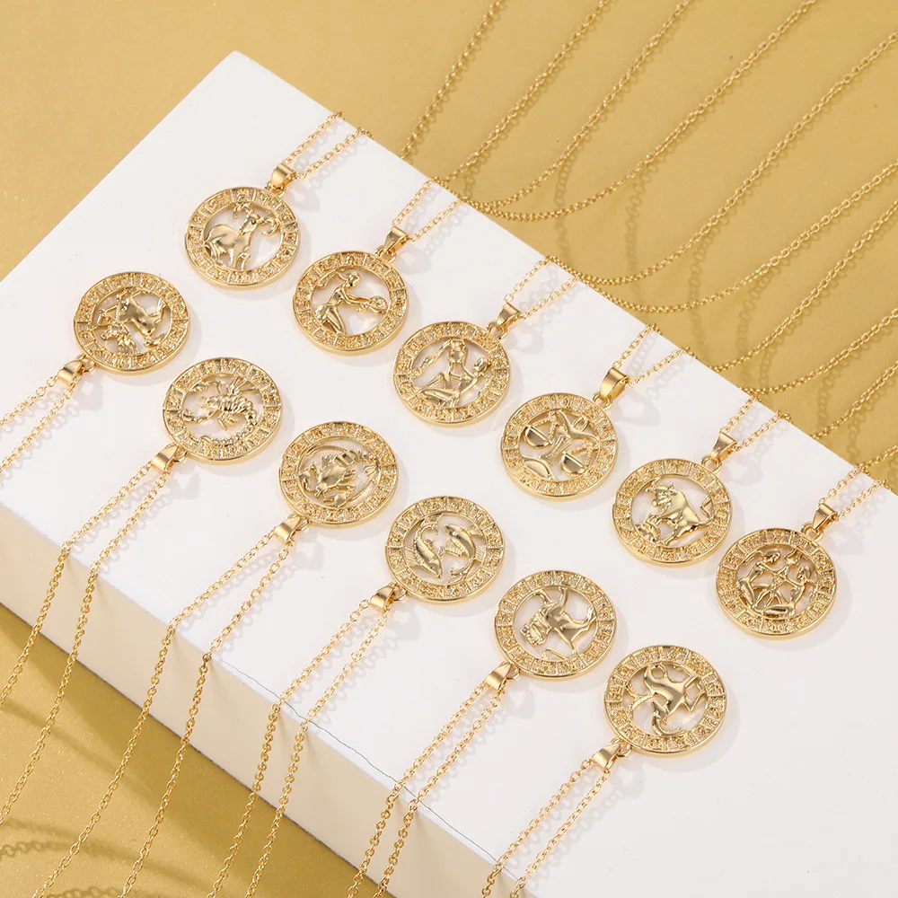 

Women 12 Constellation Animal Necklace Gold Color Zodiac Sign Pendant Fashion Scorpio Necklace Jewelry