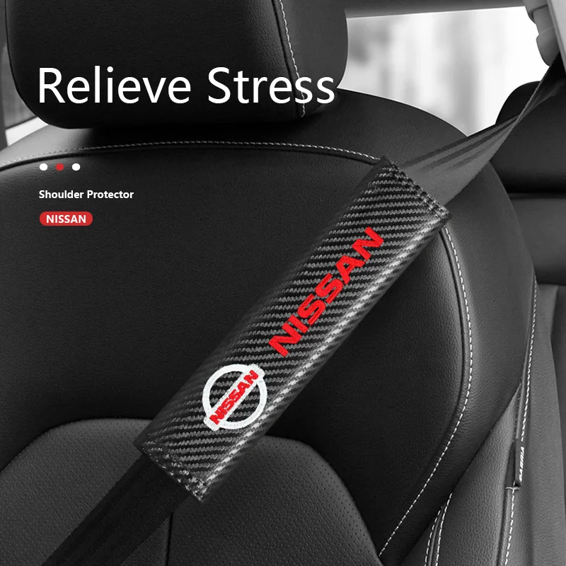 

Car Badge Seat Belt Shoulder Pad Carbon Fiber Protect Cushion For Nissan Qashqai J10 J11 Juke Tiida Teana Sylphy t30 t31 t32 J31