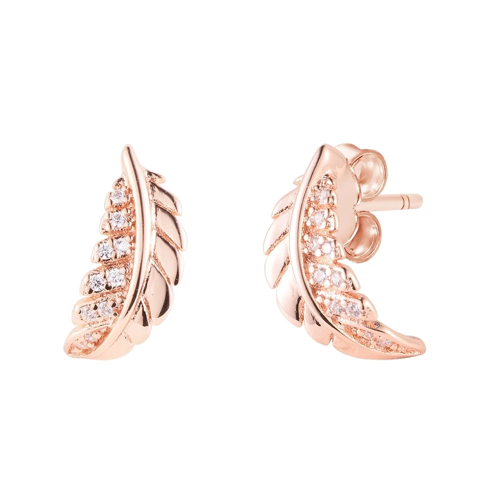 

Floating Curved Feather Stud Earrings Sterling Silver Stud Earring Aesthetic Spring Gift Earrings For Woman Party Jewelry Making