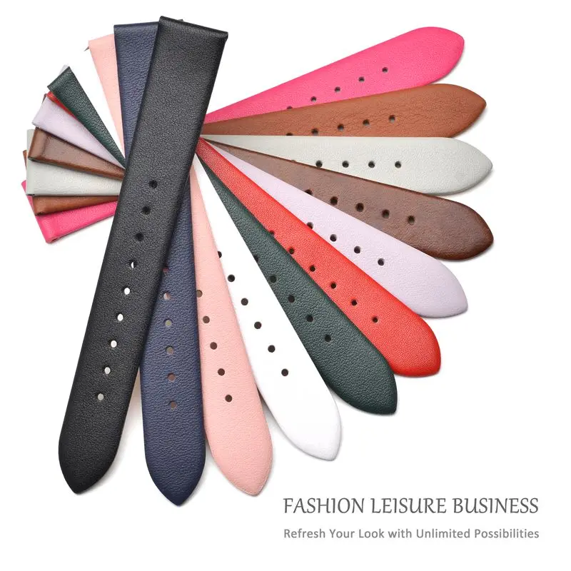 WOCCI Quality Genuine Leather Watch Band Ladies 8mm 10mm 12mm 14mm 16mm 18mm 20mm Watchbands For Women Bracelet Strap Accessorie