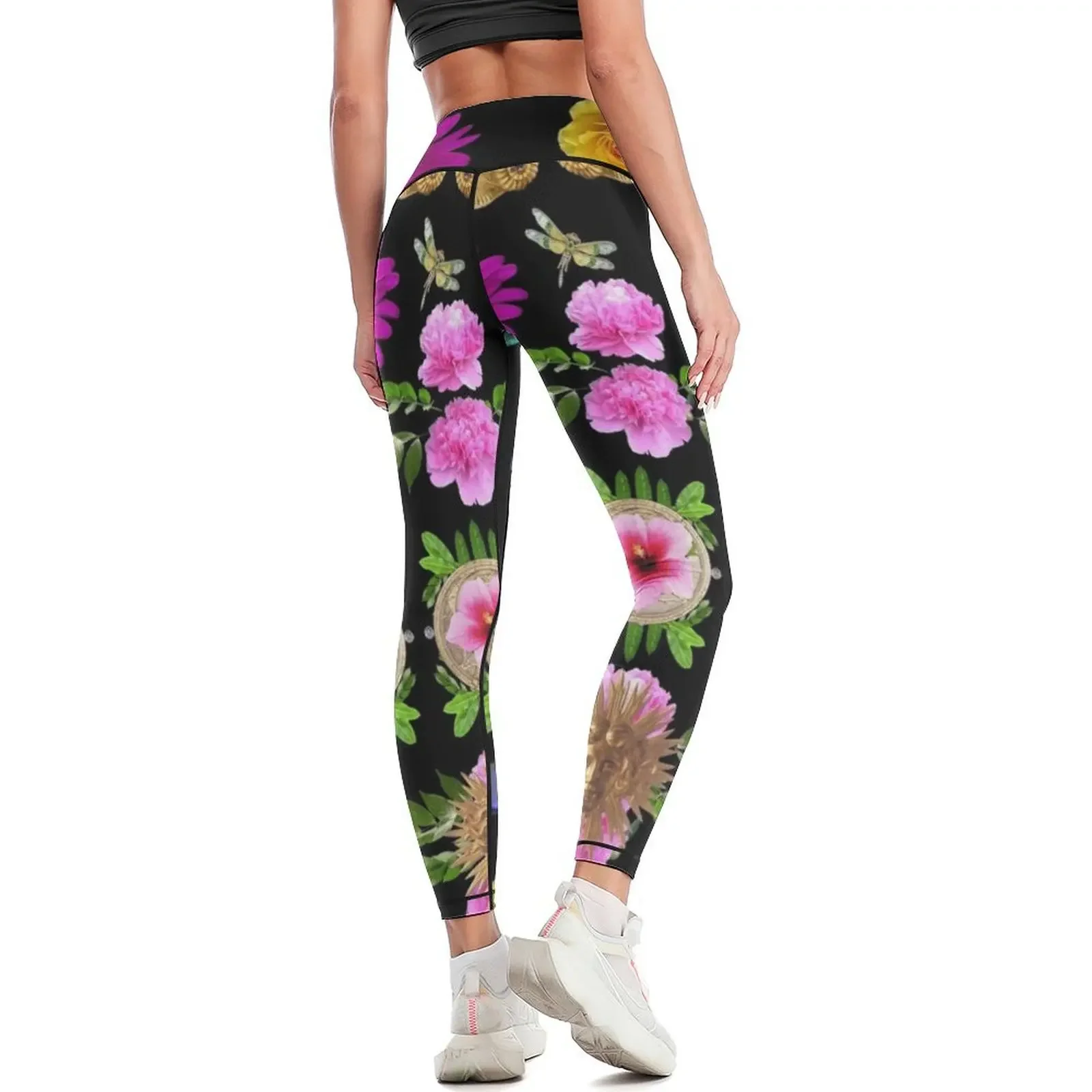 Фото Леггинсы Ediemagic Floral Fantasy, леггинсы для активного отдыха, одежда для спортзала, женская спортивная одежда, женские леггинсы с эффектом пуш-ап, женские леггинсы №3