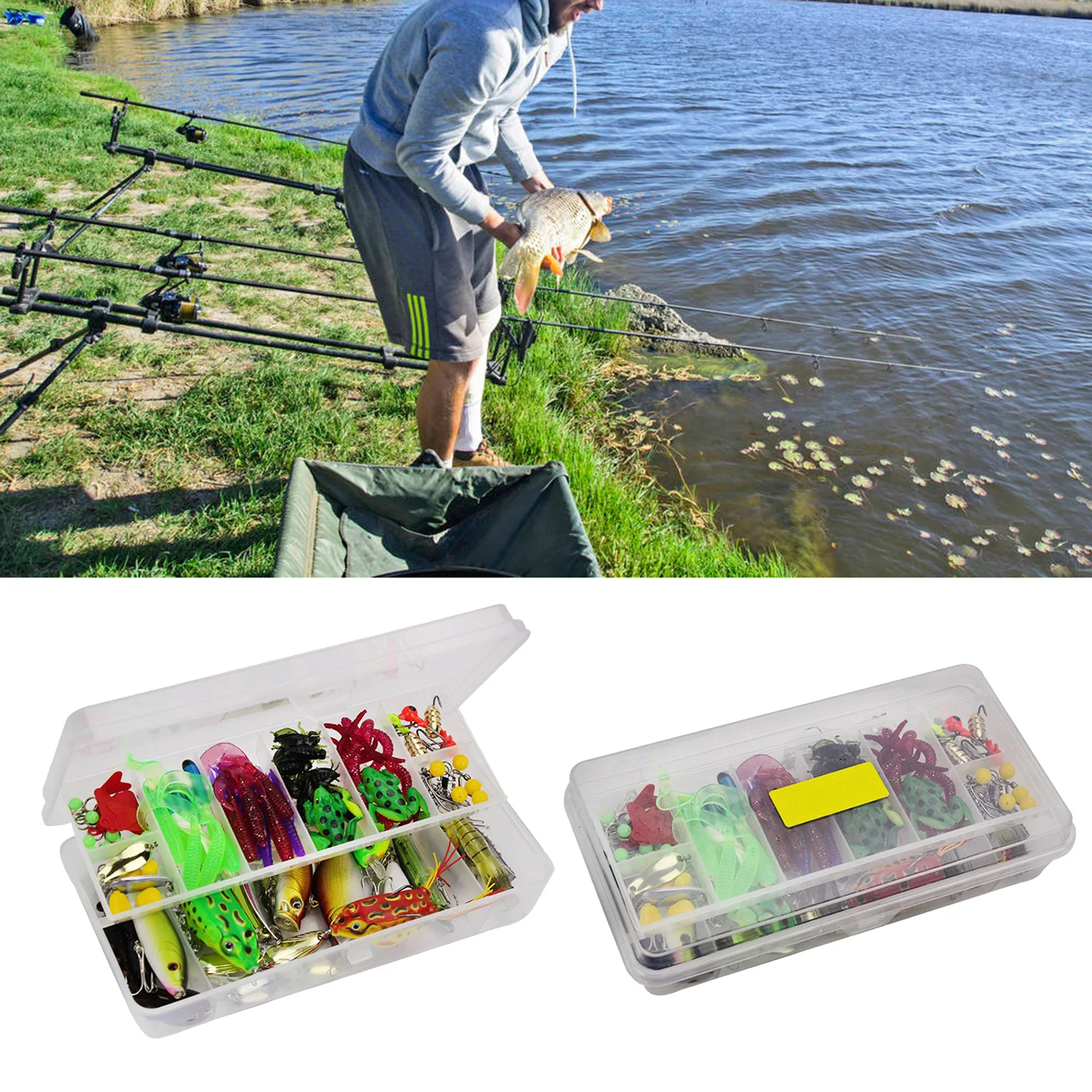 

141Pcs Fishing Lures Kit Set Artificial Wobblers Freshwater Bait Set Fishing Metal Jig Spoons Worms Soft Lures Tackle Accessory