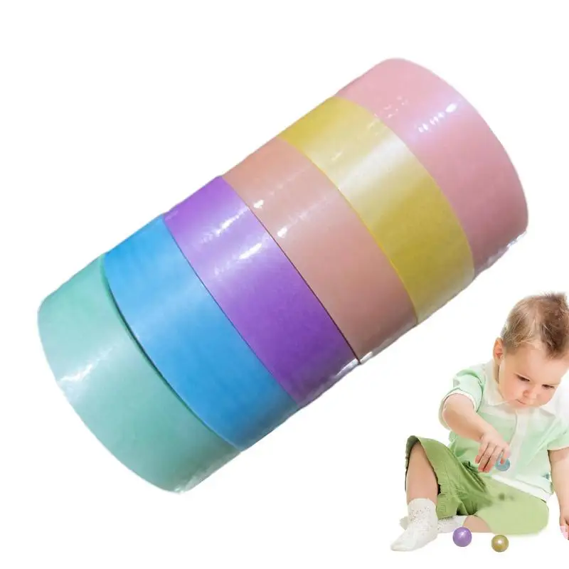 

6Rolls Tape Tapes Sticky Colored Toys DIY Decompression Adhesive Color Toy Rolling Craft Supply Wrapping Crafts Funny Gift