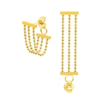 hot selling three layer round bead tassel earrings for women 2022 trend female jewelry versatile stainless steel earrings