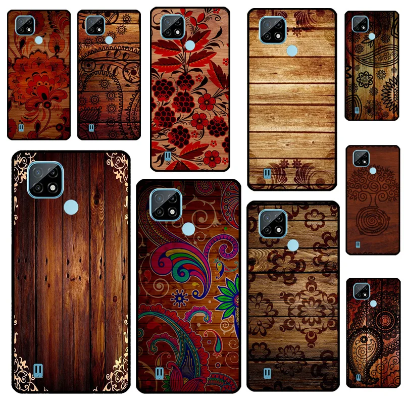 Tree Flower Bamboo Wood For OPPO Realme 8i 7 8 Pro C21 C3 GT Neo 2 Master Case OnePlus 9R 8T 9 Nord |