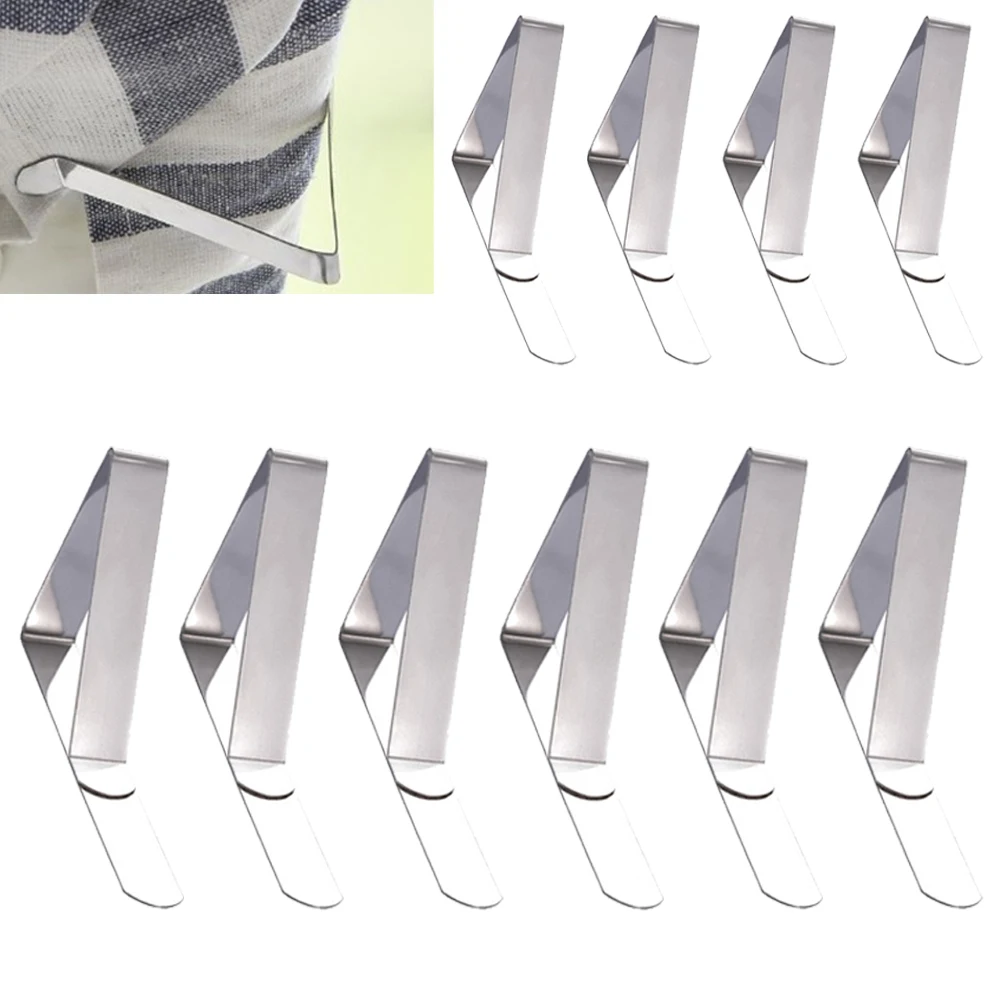 

10pcs Triangle Stainless Steel Table Cloth Tables Cover Clips Holder Clamps Tool Tablecloth Clips For Outdoor Parties Weddings