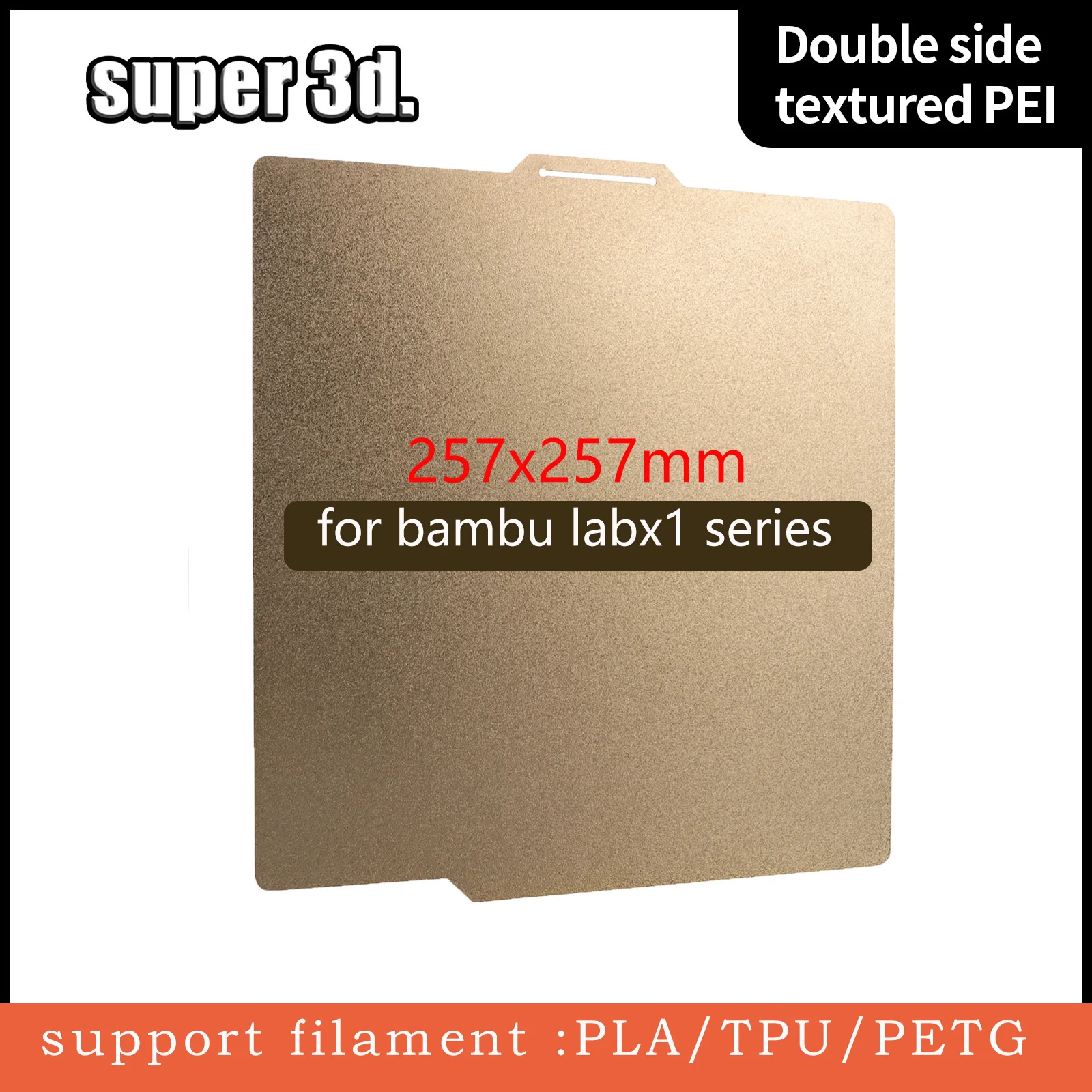 For Bambu lab x1 Build Plate PEI Bed Upgrade Double sided Textured PEI Spring Steel 257x257mm High Temperature Resistance 300C loading=lazy