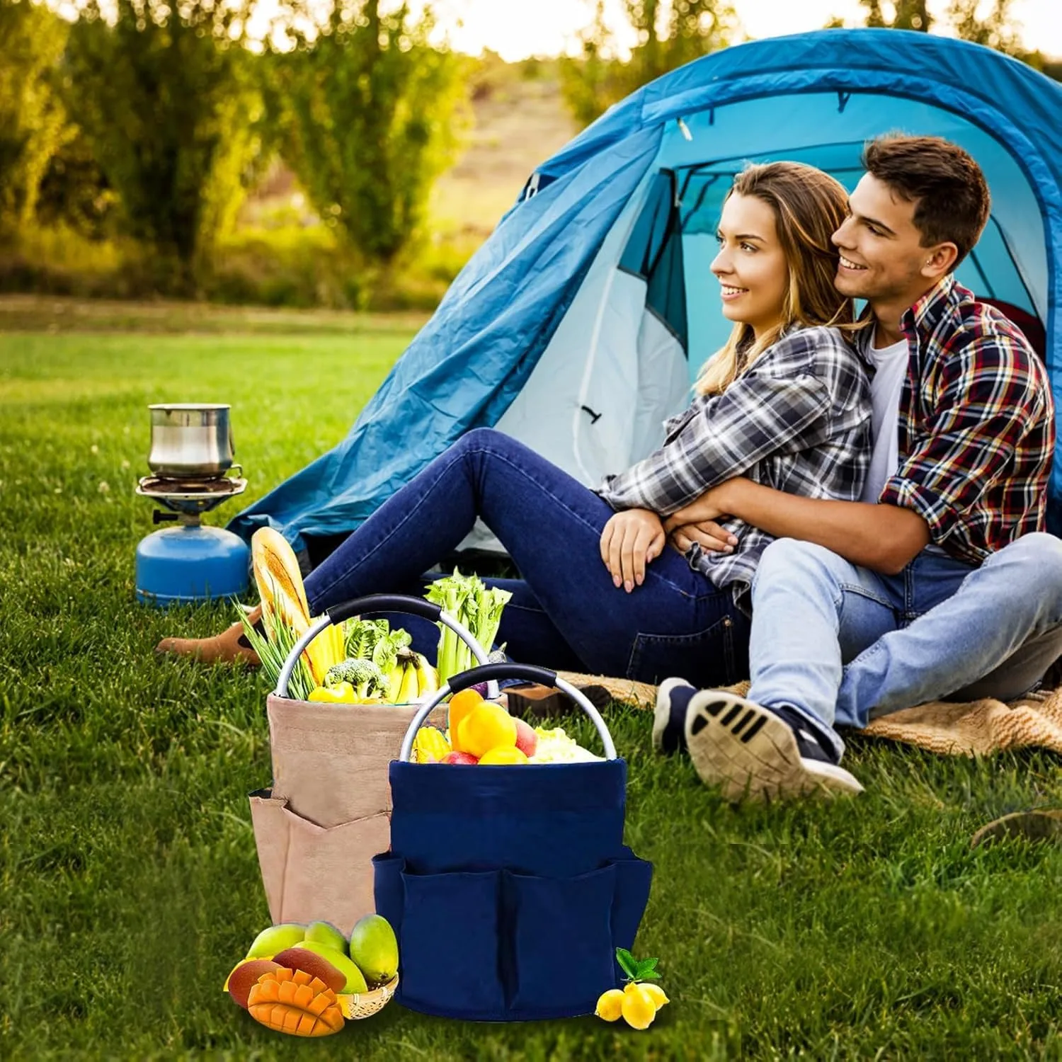 Портативная многоразовая складная корзина для пикника Пляжная хранения и сбора